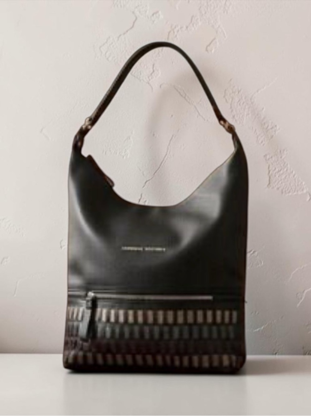 Adrienne Vittadini Large Crossbody Tote Purse Black Woven Colorful Faux Leather‎